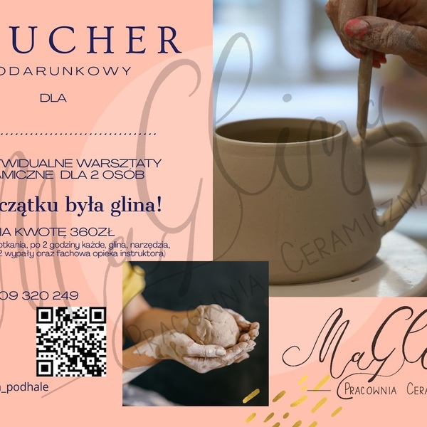 Voucher - Na początku była glina - dla 2 osób 2 spotkania